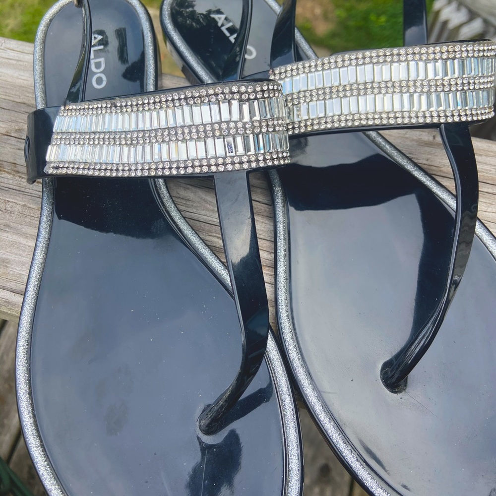 Black jelly rhinestone Also sandals
